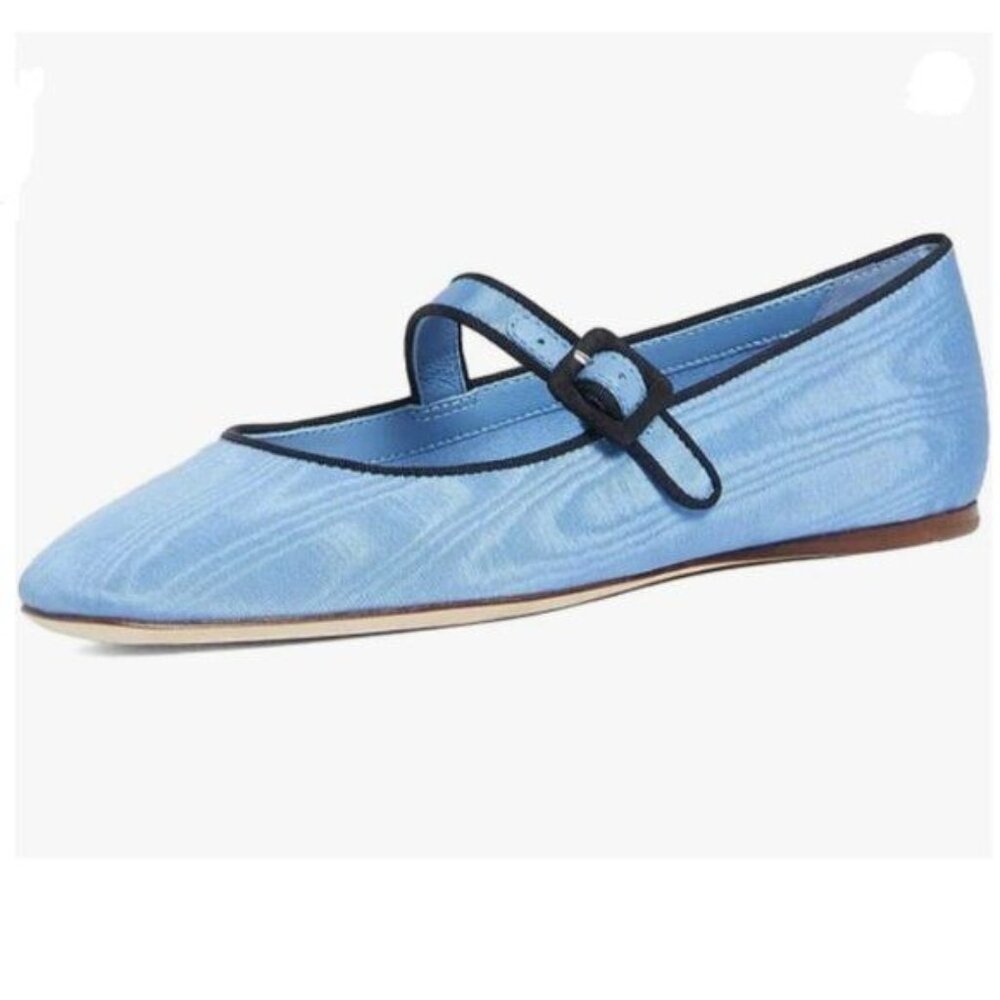 miss left Women's  Buckle Strap Mary Janes Classic Closed Round Toe Ballet Blue